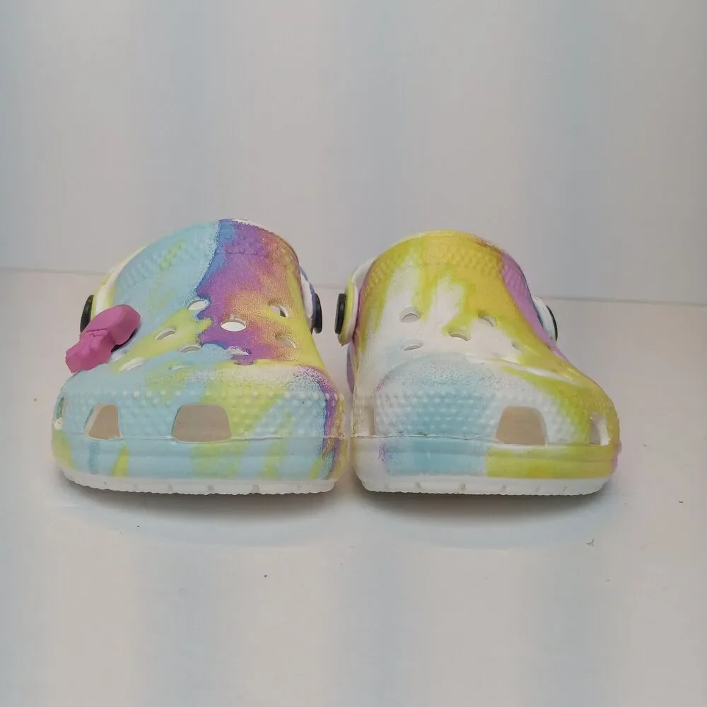 Crocs 2TBoy/3TGirl Pastel Tye Dye Design Classic Clog Shoes